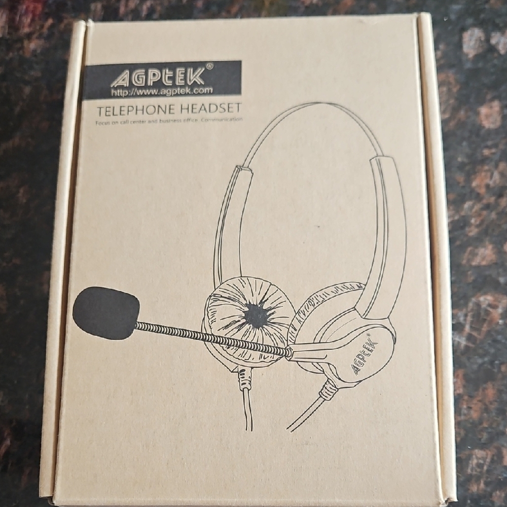 AGPtEK Hands-free Noise Cancelling Corded Binaural Telephone Headset-Black